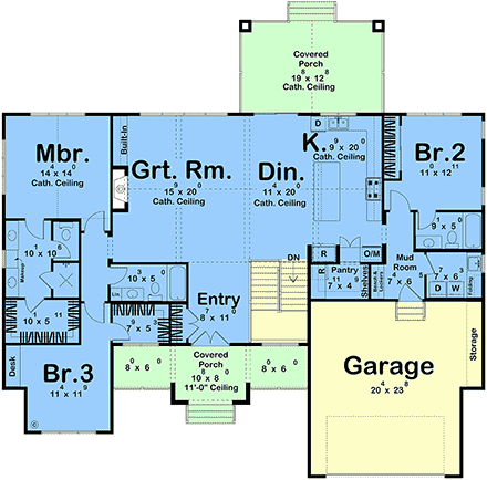 Contemporary, Cottage, European House Plan 101473 with 3 Beds, 3 Baths, 2 Car Garage First Level Plan