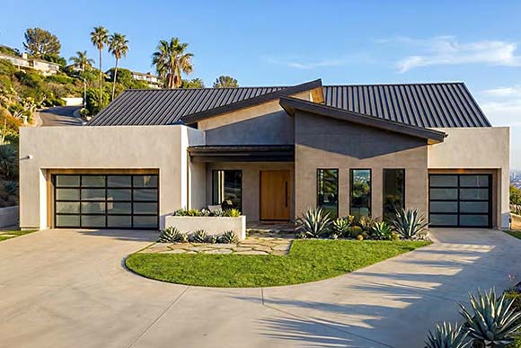 Contemporary, Modern House Plan 101474 with 3 Beds, 3 Baths, 3 Car Garage Elevation