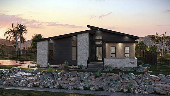 Modern House Plan 101475 with 3 Beds, 2 Baths, 2 Car Garage Elevation