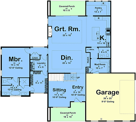 Contemporary, Modern House Plan 101477 with 4 Beds, 4 Baths, 2 Car Garage First Level Plan
