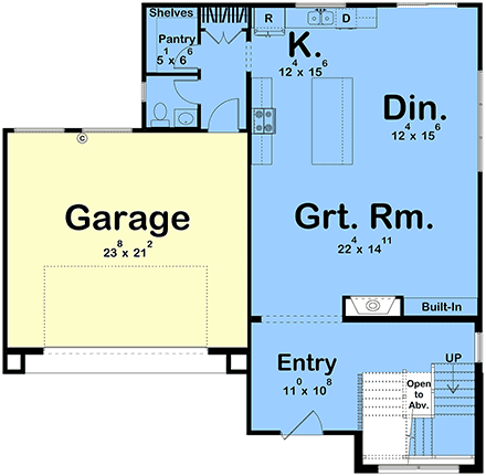 Contemporary, Modern House Plan 101479 with 4 Beds, 3 Baths, 2 Car Garage First Level Plan