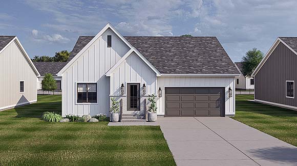 Country, Farmhouse, New American, Traditional House Plan 101481 with 3 Beds, 2 Baths, 2 Car Garage Elevation