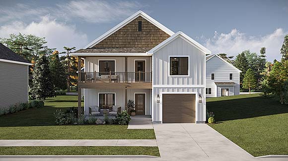 Country, Farmhouse, New American, Traditional House Plan 101486 with 4 Beds, 4 Baths, 1 Car Garage Elevation