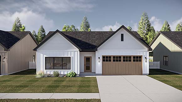 Ranch, Traditional House Plan 101488 with 1 Beds, 2 Baths, 2 Car Garage Elevation