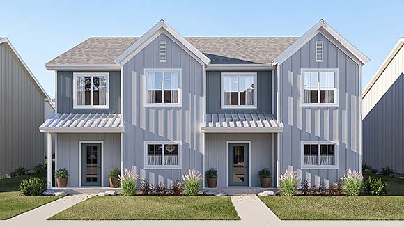 Contemporary, Farmhouse Multi-Family Plan 101490 with 8 Beds, 6 Baths Elevation