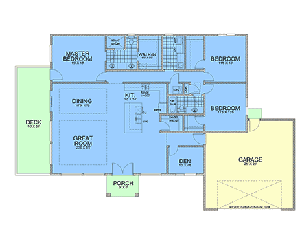 Contemporary, Modern House Plan 101503 with 3 Beds, 2 Baths, 2 Car Garage First Level Plan