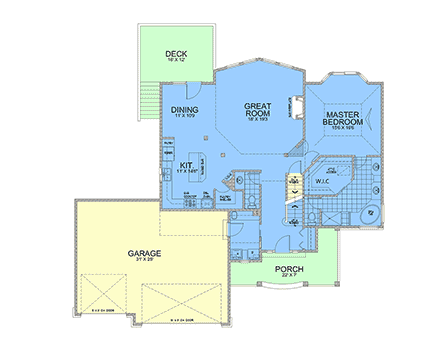 Country, Craftsman, Traditional House Plan 101505 with 3 Beds, 3 Baths, 3 Car Garage First Level Plan