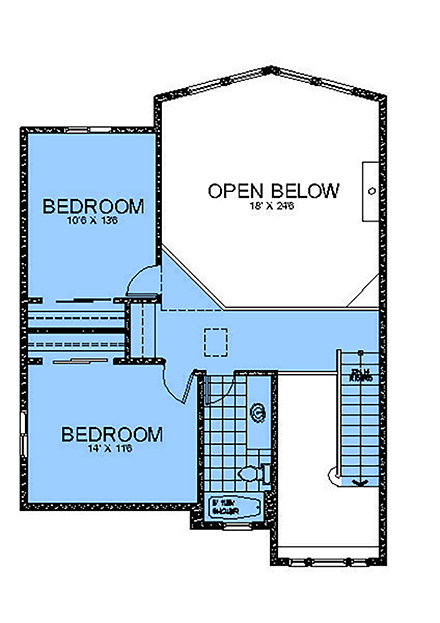 Country, Craftsman, Traditional House Plan 101505 with 3 Beds, 3 Baths, 3 Car Garage Second Level Plan