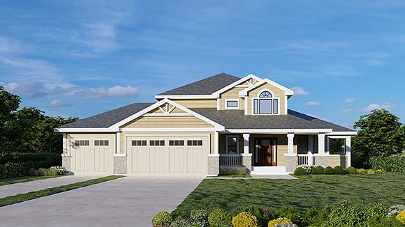 Country, Craftsman, Traditional House Plan 101505 with 3 Beds, 3 Baths, 3 Car Garage Elevation