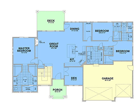 Contemporary, Craftsman, Prairie House Plan 101508 with 3 Beds, 3 Baths, 3 Car Garage First Level Plan