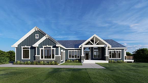 Craftsman, European, Farmhouse House Plan 101509 with 3 Beds, 3 Baths, 3 Car Garage Elevation