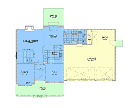 Craftsman, Farmhouse, Traditional House Plan 101510 with 5 Beds, 3 Baths, 3 Car Garage First Level Plan