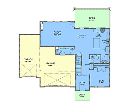Contemporary, Modern House Plan 101511 with 4 Beds, 4 Baths, 3 Car Garage First Level Plan