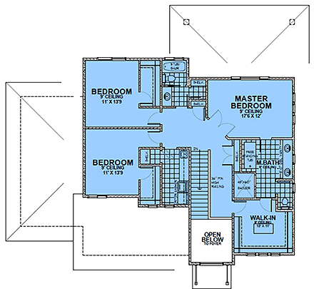 Contemporary, Modern House Plan 101511 with 4 Beds, 4 Baths, 3 Car Garage Second Level Plan