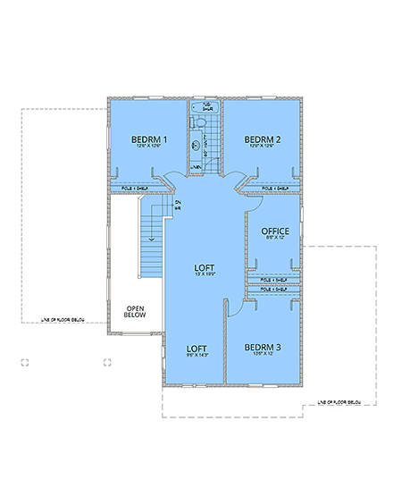 Contemporary, Modern House Plan 101512 with 4 Beds, 3 Baths, 3 Car Garage Second Level Plan