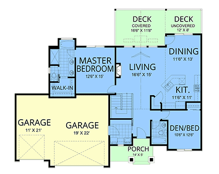 Craftsman, European, Traditional House Plan 101514 with 4 Beds, 3 Baths, 3 Car Garage First Level Plan