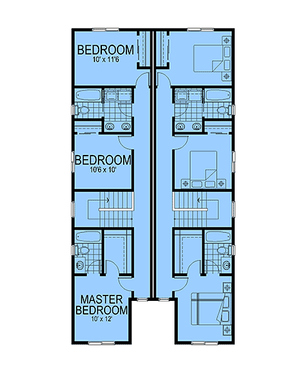 Coastal, Craftsman, Traditional Multi-Family Plan 101521 with 6 Beds, 6 Baths, 2 Car Garage Second Level Plan