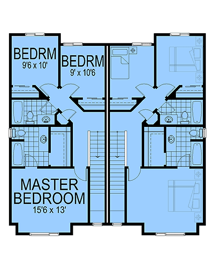 Contemporary, Modern Multi-Family Plan 101522 with 6 Beds, 6 Baths, 2 Car Garage Second Level Plan