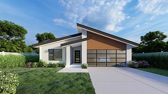 Contemporary, Modern House Plan 101523 with 3 Beds, 2 Baths, 2 Car Garage Elevation