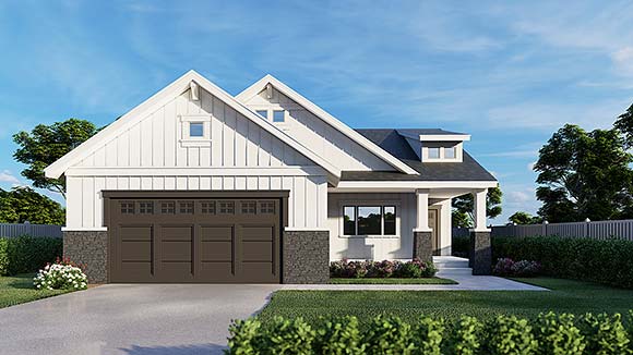 Craftsman, European, Farmhouse House Plan 101525 with 3 Beds, 2 Baths, 2 Car Garage Elevation