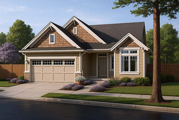 Bungalow, Craftsman, European House Plan 101527 with 3 Beds, 2 Baths, 2 Car Garage Elevation