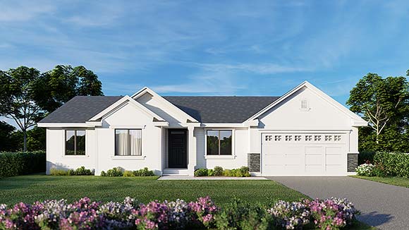 Craftsman, European, Traditional House Plan 101532 with 4 Beds, 2 Baths, 2 Car Garage Elevation