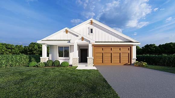 Bungalow, Craftsman, Traditional House Plan 101533 with 3 Beds, 2 Baths, 2 Car Garage Elevation