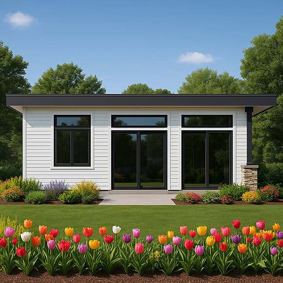 Contemporary, Modern House Plan 101535 with 2 Beds, 1 Baths Elevation