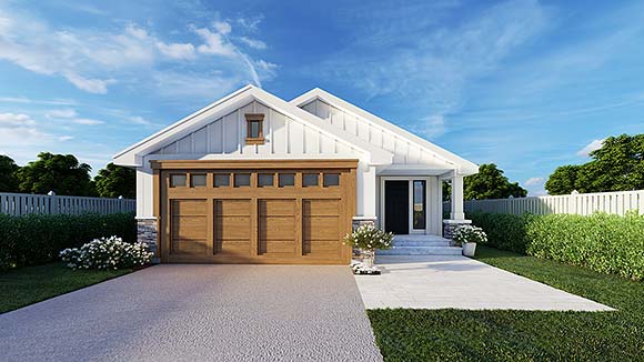 Bungalow, Craftsman, Traditional House Plan 101536 with 3 Beds, 2 Baths, 2 Car Garage Elevation