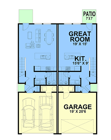 Coastal, Contemporary, Craftsman, Modern Multi-Family Plan 101537 with 6 Beds, 6 Baths, 4 Car Garage First Level Plan