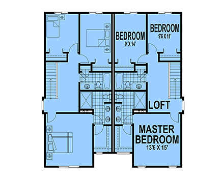 Coastal, Contemporary, Craftsman, Modern Multi-Family Plan 101537 with 6 Beds, 6 Baths, 4 Car Garage Second Level Plan