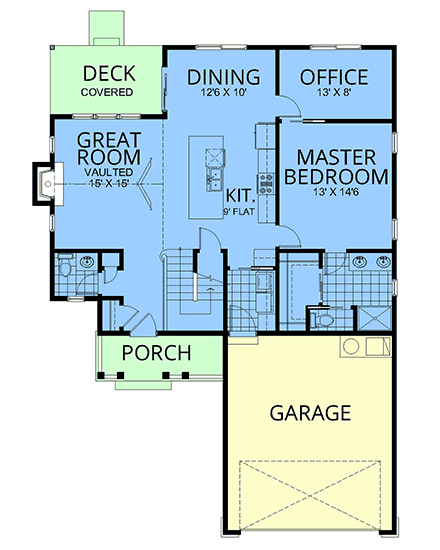 Craftsman, European, Farmhouse, Traditional House Plan 101540 with 4 Beds, 3 Baths, 2 Car Garage First Level Plan