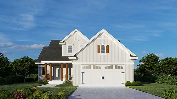 Craftsman, European, Farmhouse, Traditional House Plan 101540 with 4 Beds, 3 Baths, 2 Car Garage Elevation
