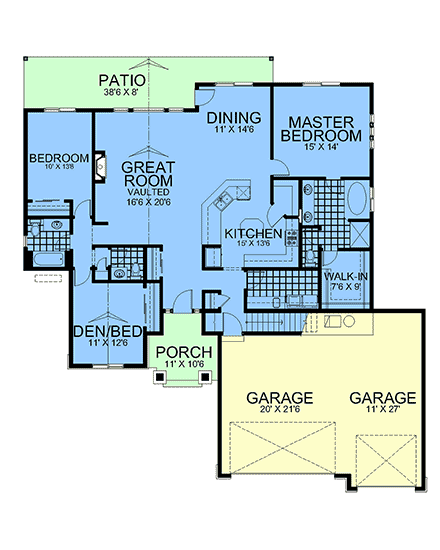 Coastal, Craftsman, European, Traditional House Plan 101541 with 4 Beds, 3 Baths, 3 Car Garage First Level Plan