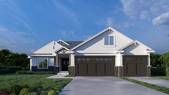 Coastal, Craftsman, European, Traditional House Plan 101541 with 4 Beds, 3 Baths, 3 Car Garage Elevation