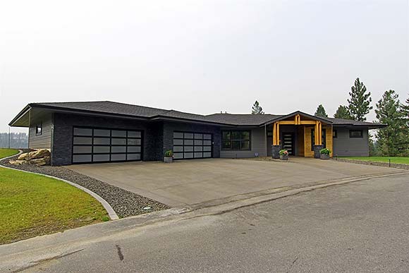 Contemporary, Prairie House Plan 101542 with 4 Beds, 3 Baths, 4 Car Garage Elevation