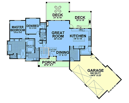 Contemporary, Modern House Plan 101545 with 5 Beds, 4 Baths, 3 Car Garage First Level Plan
