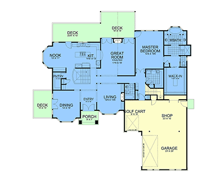 Craftsman, European, Traditional House Plan 101548 with 1 Beds, 2 Baths, 2 Car Garage First Level Plan