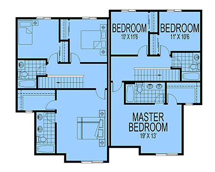 Contemporary, Modern Multi-Family Plan 101551 with 6 Beds, 6 Baths, 4 Car Garage Second Level Plan
