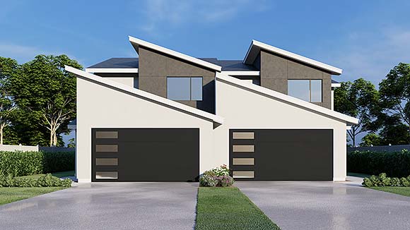 Contemporary, Modern Multi-Family Plan 101551 with 6 Beds, 6 Baths, 4 Car Garage Elevation