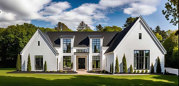 Modern, Tudor House Plan 101600 with 4 Beds, 4 Baths, 3 Car Garage Elevation