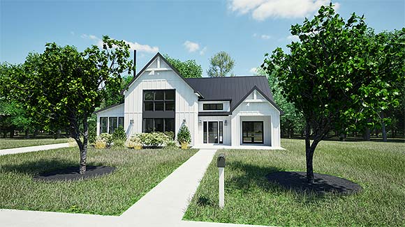 Farmhouse, New American, Traditional House Plan 101801 with 3 Beds, 3 Baths, 2 Car Garage Elevation
