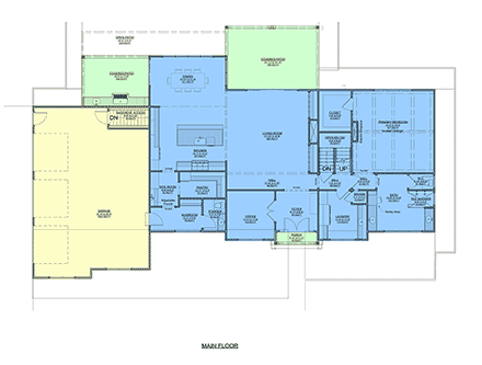 Farmhouse, New American, Traditional House Plan 101802 with 4 Beds, 2 Baths, 3 Car Garage First Level Plan