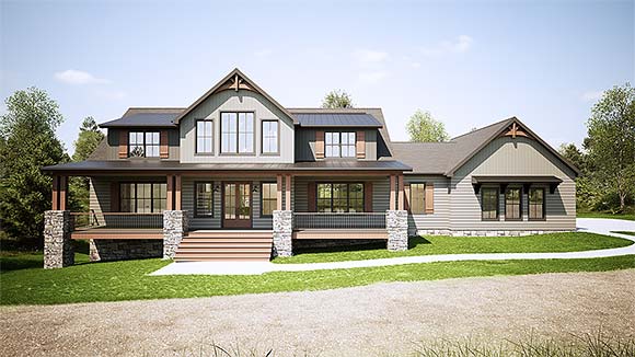 Craftsman, Farmhouse House Plan 101803 with 4 Beds, 4 Baths, 2 Car Garage Elevation