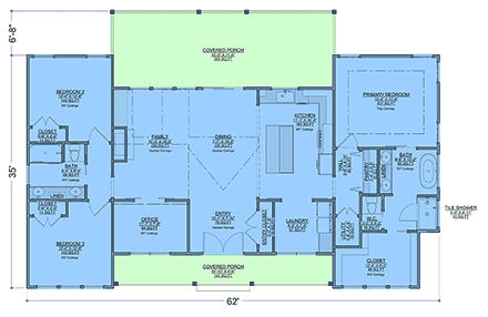 Farmhouse, One-Story, Ranch House Plan 101806 with 3 Beds, 2 Baths First Level Plan