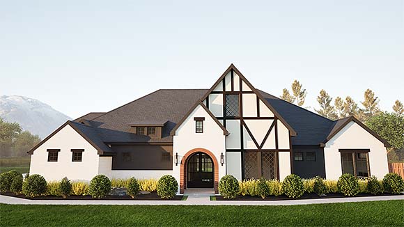 European, Tudor House Plan 101807 with 4 Beds, 3 Baths, 3 Car Garage Elevation