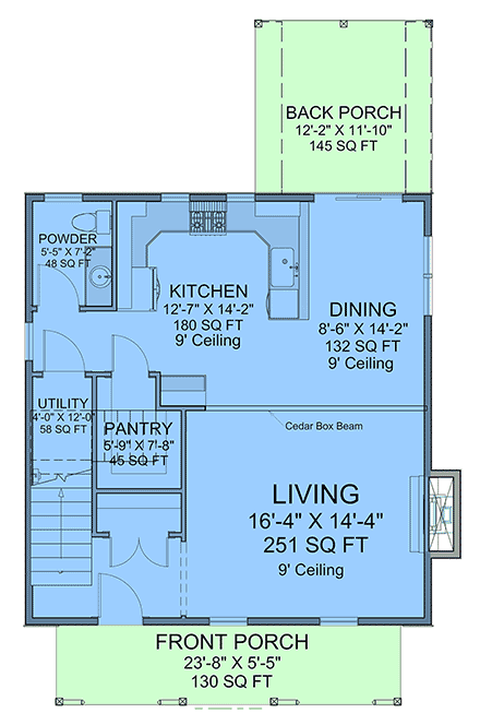 Colonial, Country House Plan 101808 with 3 Beds, 3 Baths First Level Plan