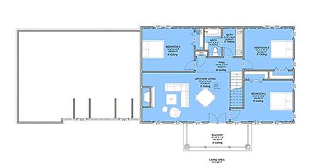 Colonial, Traditional House Plan 101810 with 4 Beds, 3 Baths, 2 Car Garage Second Level Plan