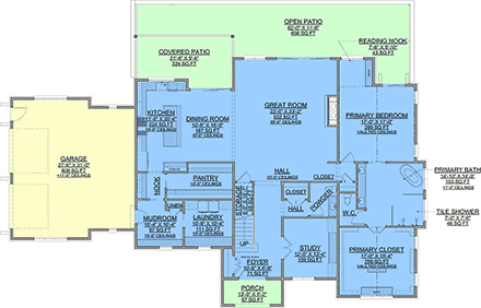 Contemporary, Tudor House Plan 101819 with 4 Beds, 5 Baths, 2 Car Garage First Level Plan