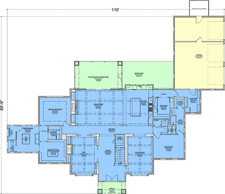 Colonial, Contemporary, European, Traditional House Plan 101820 with 4 Beds, 5 Baths, 3 Car Garage First Level Plan